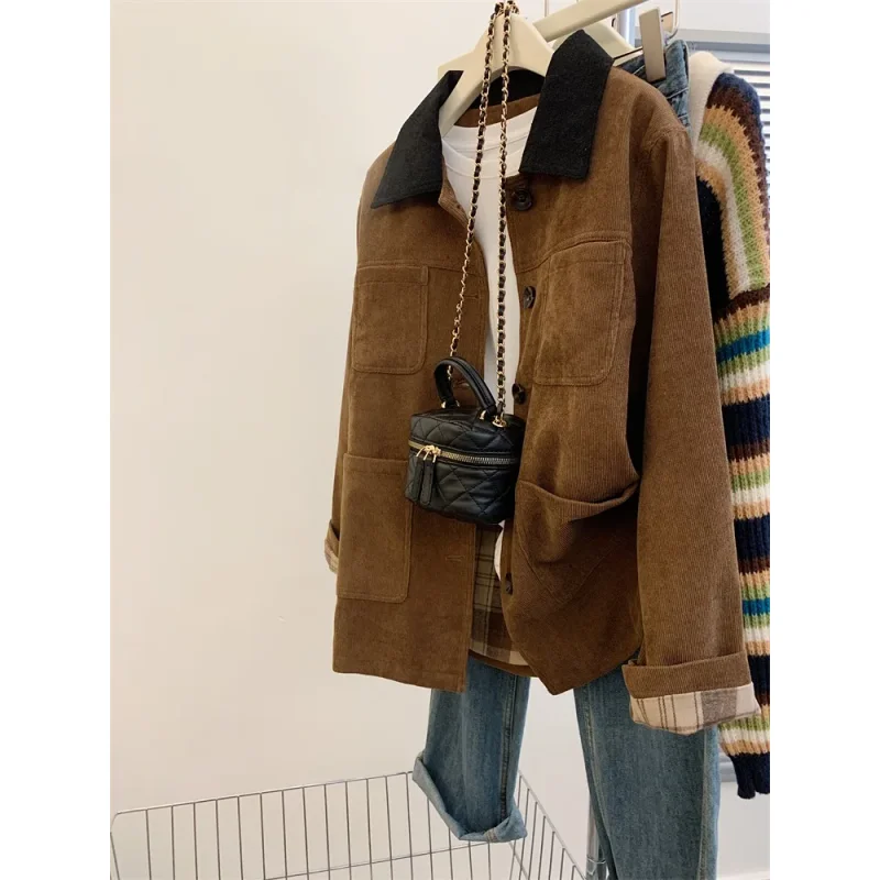 اللون بلو طوق Jaet المرأة الخريف الشتاء حجم كبير ملابس العمل الكورية Sle سروال قصير معطف طويل Sve زر حتى #5