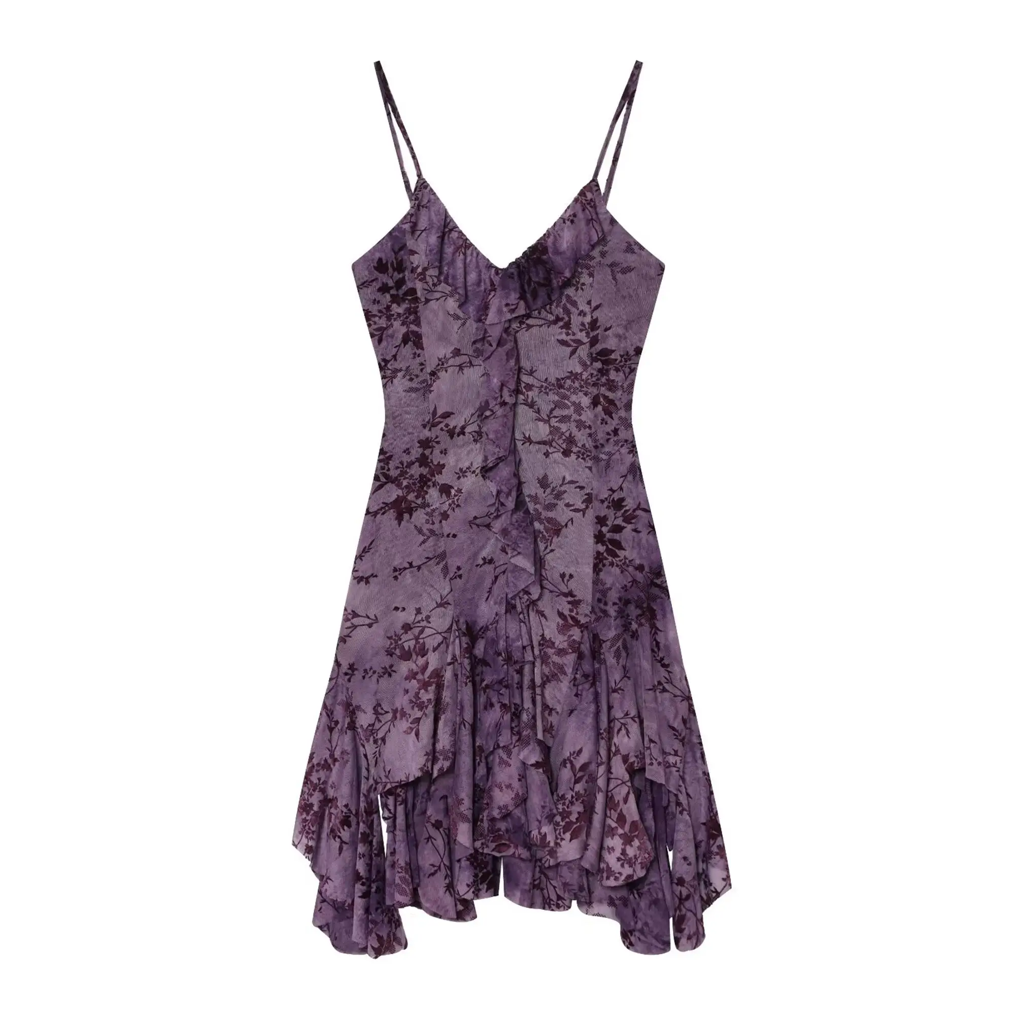 TFMLN Sexy Rüschen-Trägerkleid für Damen Ärmellos Rückenfrei V-Ausschnitt Party-Abendkleider Schlankes Damenkleid Neu 2026 Sommer – Detail 2