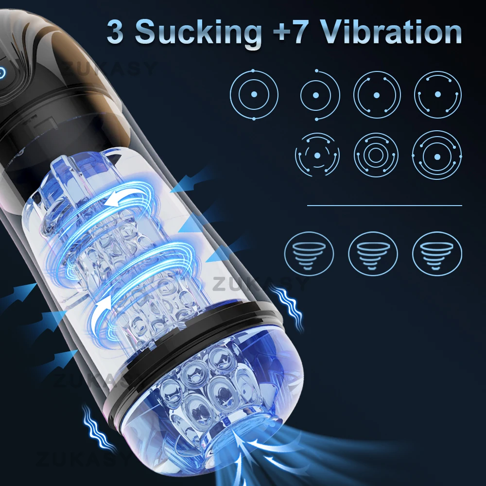 Male Masturbator Cup Transparent Automatic Vacuum Sucking Vibrating Mastubator Sex Toys Blowjob Machine Vagina Masturbation