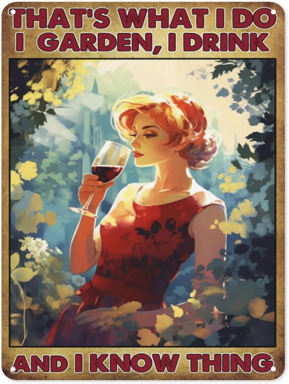 Vintage Tin Sign Retro That’s What I Do I Garden I Drink and I Know Thing Tin Sign Metal Wall Art for Home Bathroom Bedroom sign