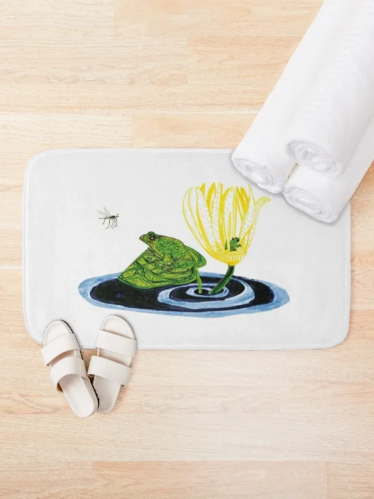 Frog in early summer Bath Mat Living Room Rug Anti-Slip Shower Carpet Living Room Mat