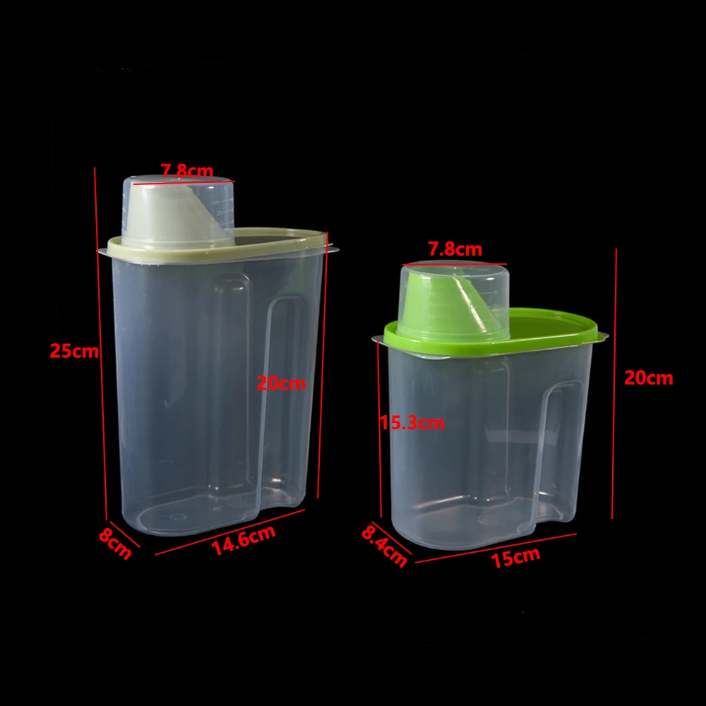 1.9L-2.5L Food Storage Box Plastic Transparent Container Set Kitchen Storage Bottle Can Dry Grain Can