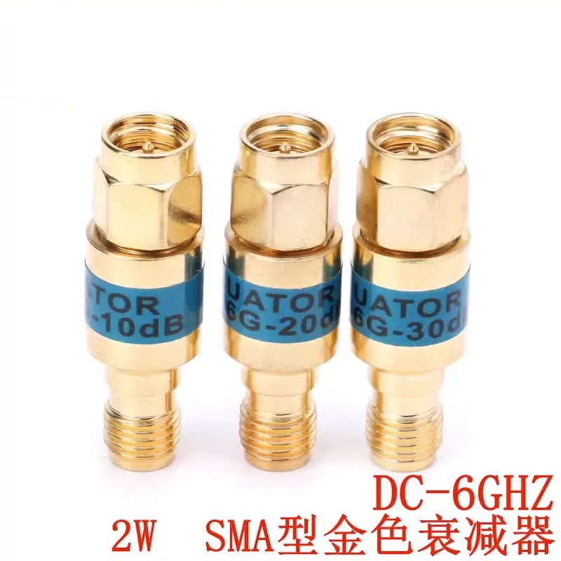 1Pcs Gold 2W DC 0-6GHz SMA-JK Male to Female Attenuator 1-30DB