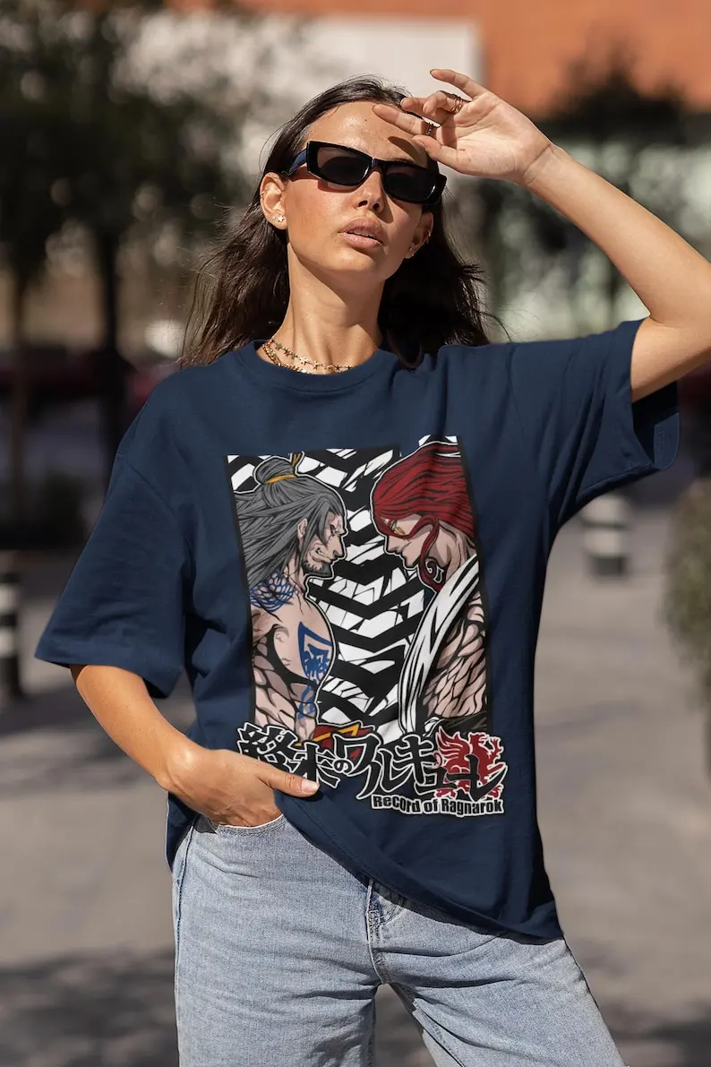 Legendary Duel Unisex T-shirt - Japanese Manga Fight, Warrior vs Deity, Mythology Anime Art, Ancient Battle Themes,