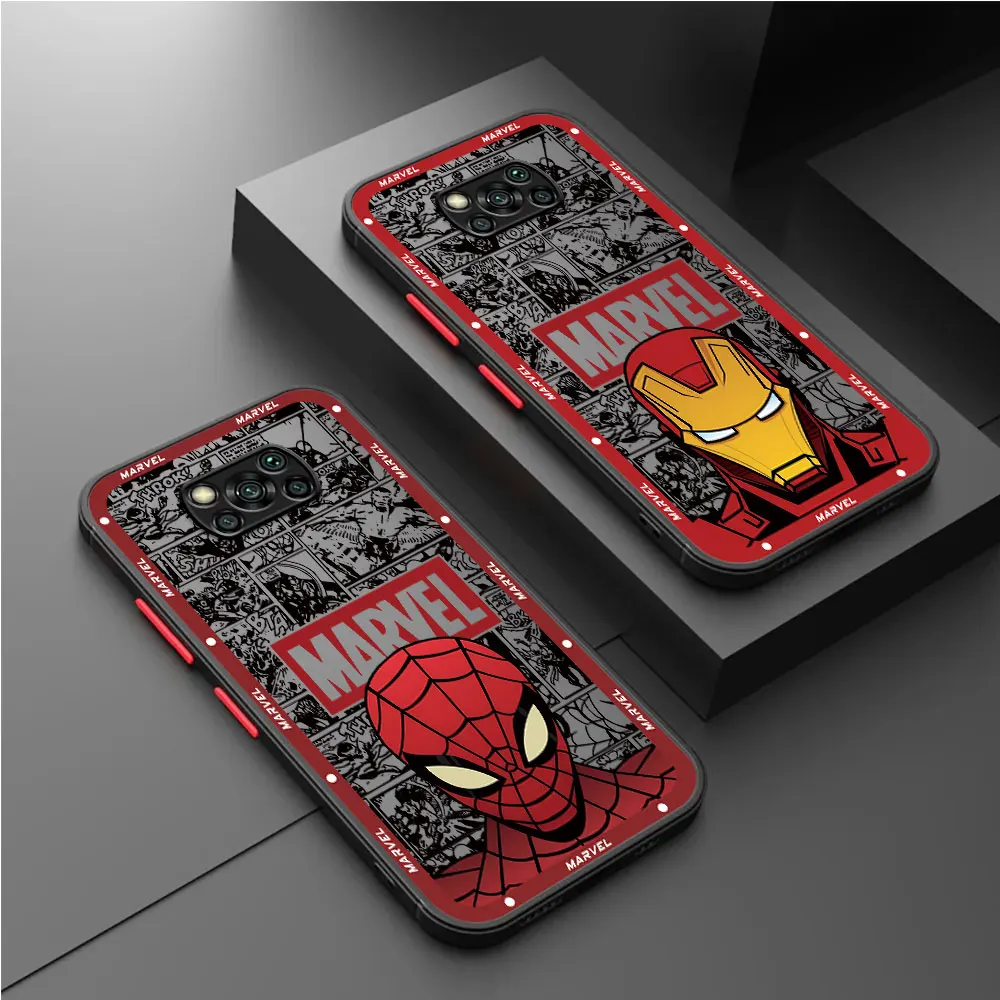 Marvel Ironman Spiderman Case for Xiaomi Poco M5s C50 X4 GT X4 Pro X3 NFC C40 C51 X5 Pro M5 F3 X3 Back Cover Luxury 