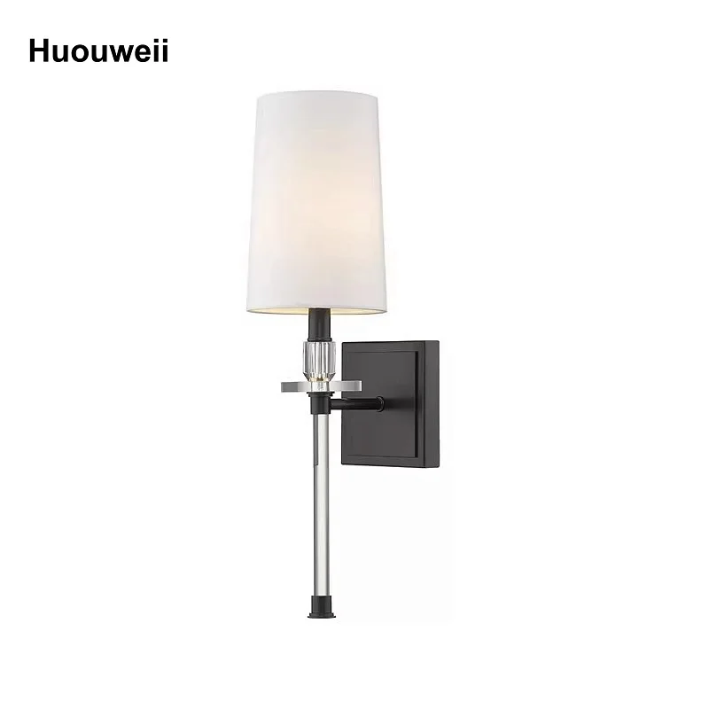 American Crystal Cloth Wall Lamp Nordic Postmodern Bedside Lamp Living Room Bedroom Model House Villa Corridor Light
