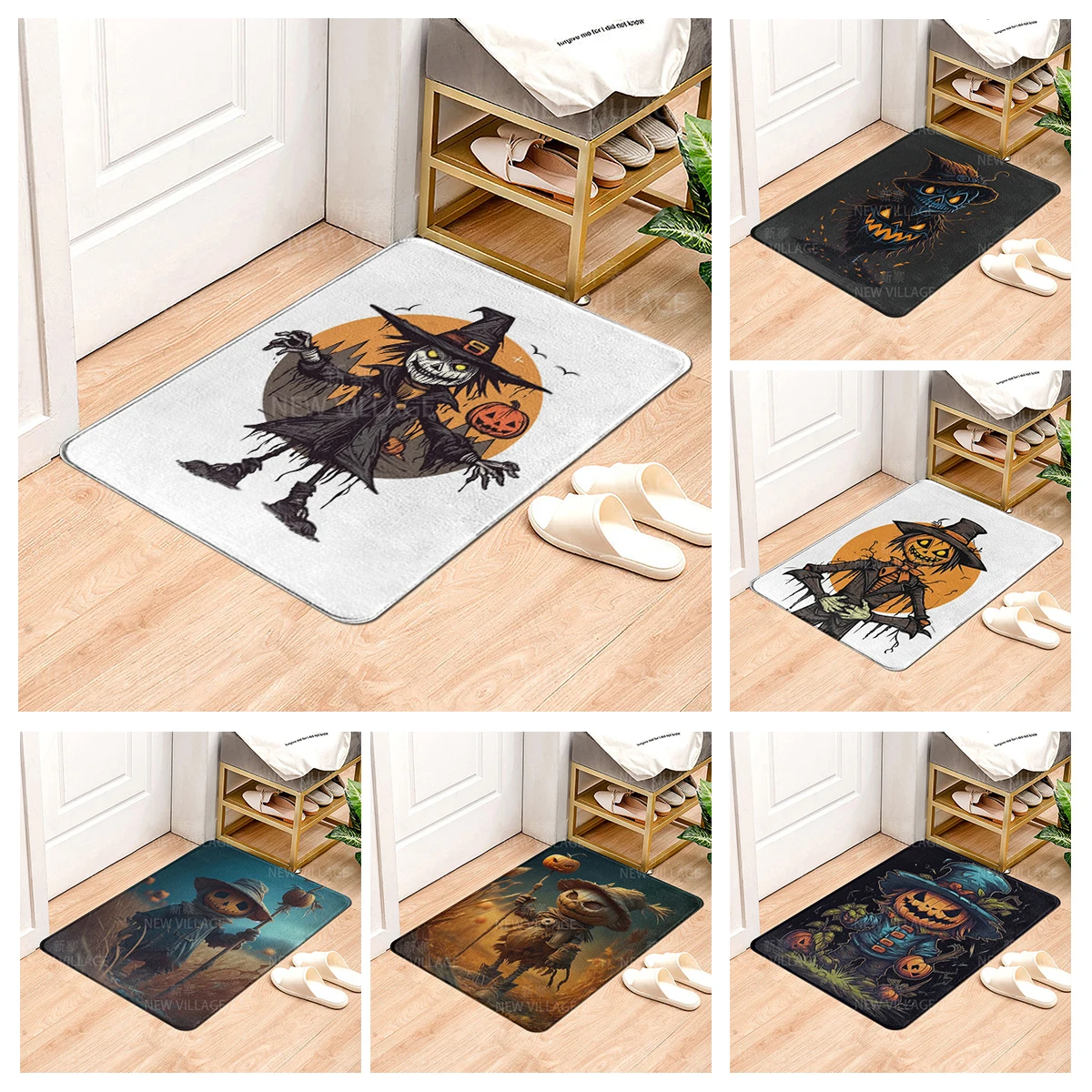 House entrance carpet Home door mat Living Room Bath Foot bathroom non-slip water absorption rugs bath Halloween Autumn Pumpkin