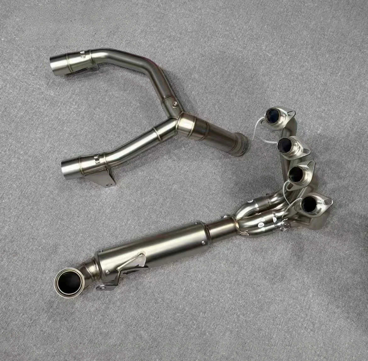 For CFmoto 500SR  Modified Exhaust Pipe Full Section Competition Running Mountain Street Original Roasted Stainless Steel