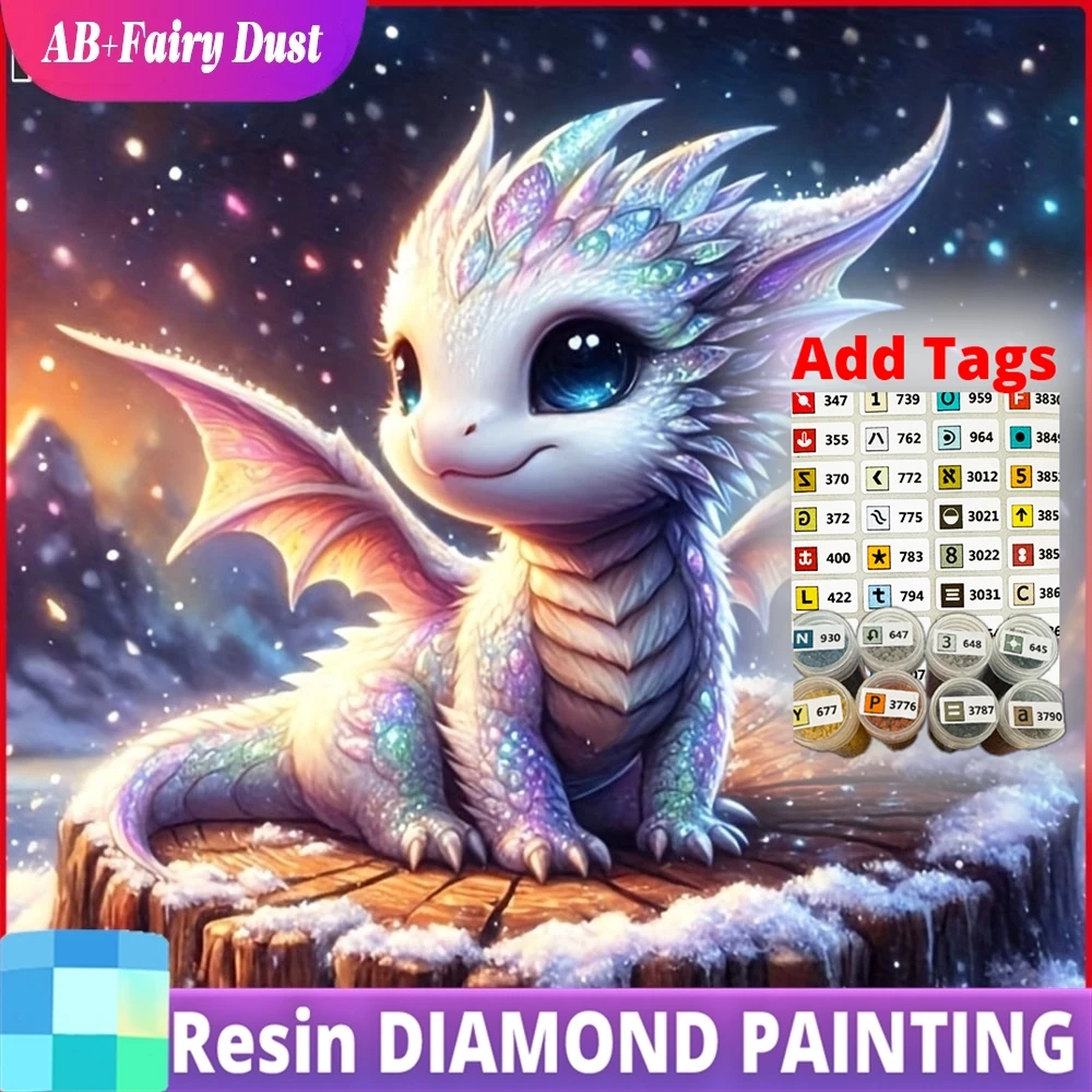 

Набор для алмазной мозаики 5D DIY: Зимний Дракон (Животное) с эффектом сказочной пыли из смолы AB, полный комплект, картина из страз