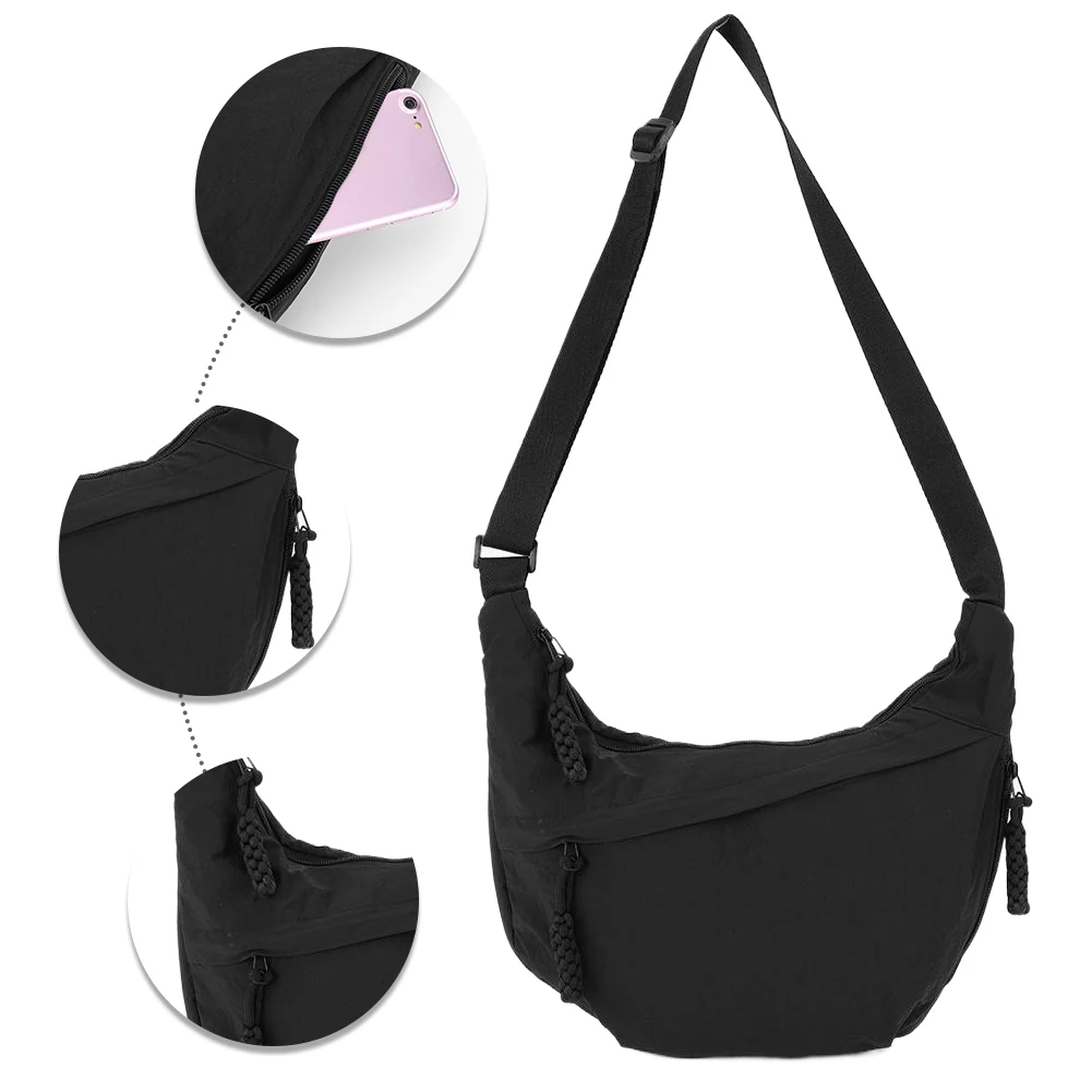 Nylon-Umhängetasche mit Reißverschluss, Tragetasche, Handtasche mit verstellbarem Riemen, Hobo-Umhängetasche, lässige Umhängetasche für Damen, Outdoor-Reisen
