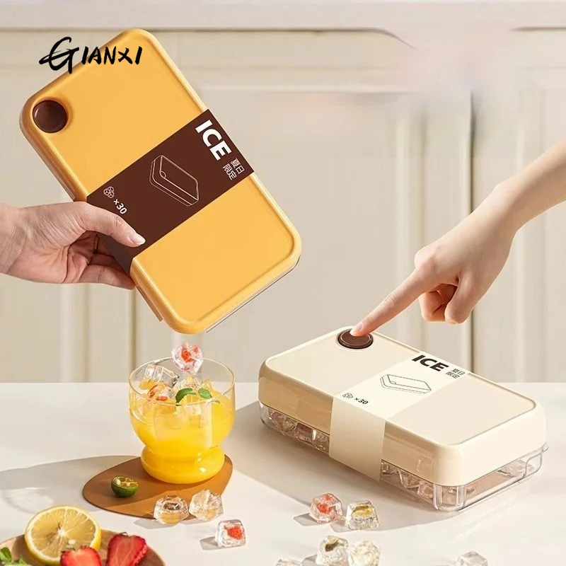 GIANXI Yellow Home And Kitchen Tools Ice Cube Maker Portable Ice Mould For Fridge Ice Cream Storage Box Ice Cream Machines