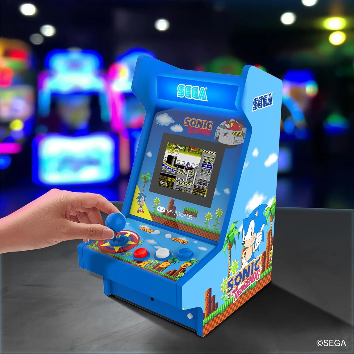 Retro Arcade Player with 4 Classic Games, Sonic Themed Countertop Video Game