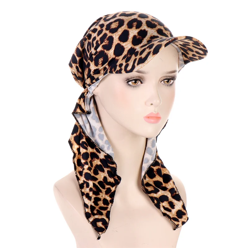 KepaHoo Muslim Hijab Baseball Cap Soft Turban Hat Sun Hats Floral Print Headscarf Outdoor Brim Sunshade Female Square Scarf Cap