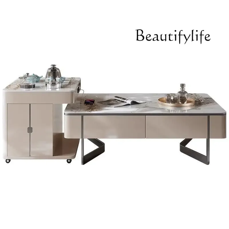 N40 New multi-functional coffee table living room home modern simple light luxury advanced movable rock table
