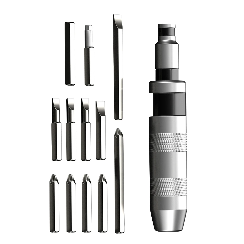 13pcs/set Shock Screw Driver Professional Chisel Bits Socket Tool Kit Multi-purpose Hand Tool for Fastening/Loosening Screws