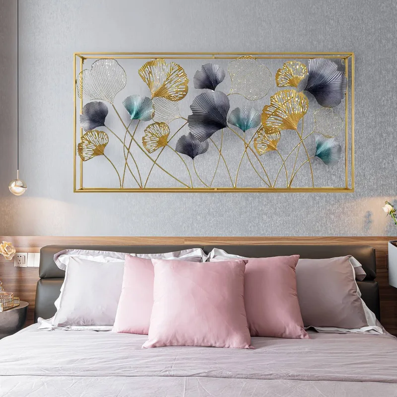 Modern Luxury Ginkgo biloba Leaves Living Room Rectangle Metal Wall Decor