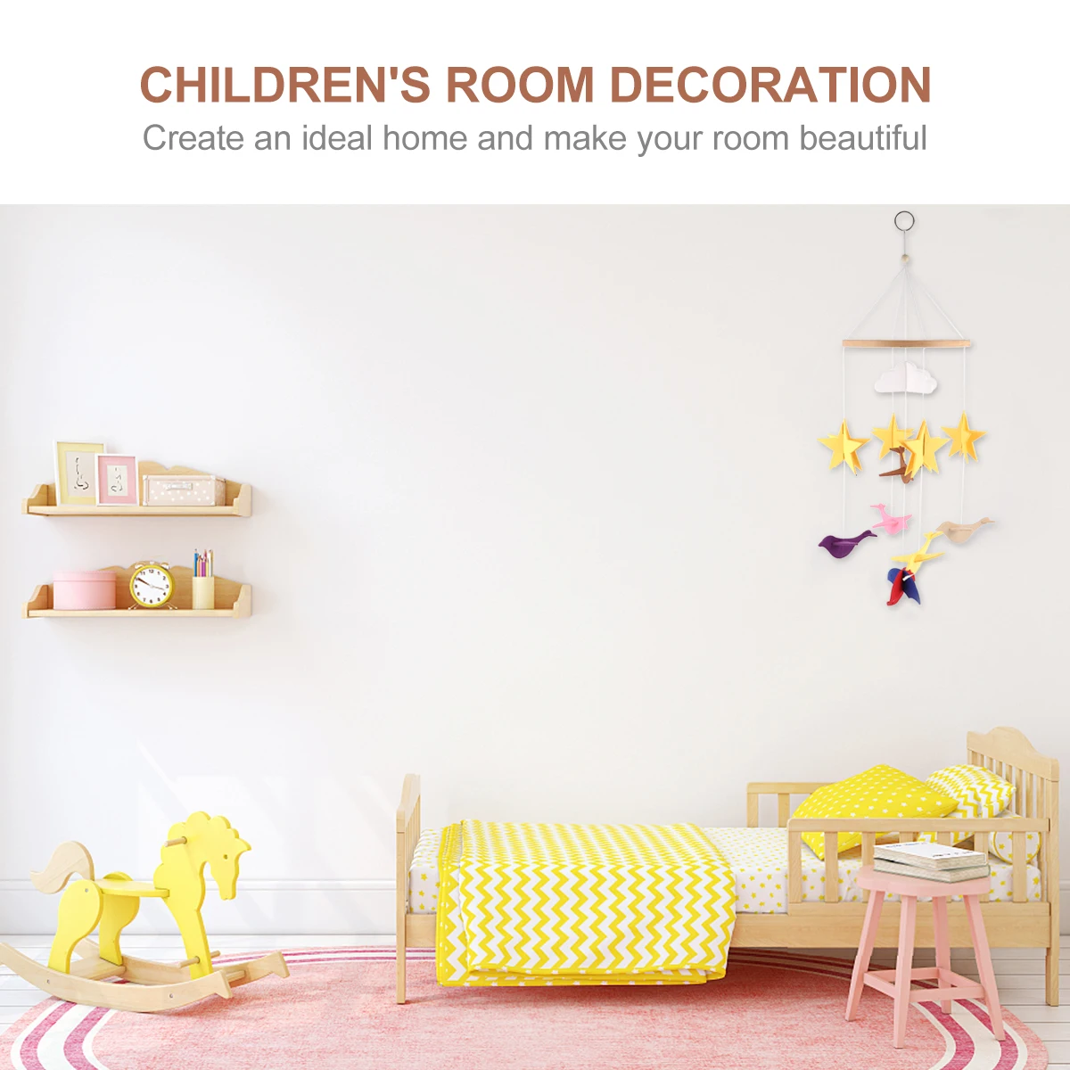 1pc Premium Ciondolo appeso Durevole 3D Carillon di vento Fascino Feltro Ornamento Decorazione della parete della camera dei bambini Leggero portatile Regalo per bambini