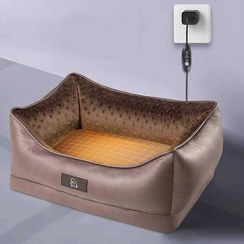 High Indoor Dog Cat Heated House Bed  Heating Mat Electric Warm Soft Sofa Bed Pet Nest Bed