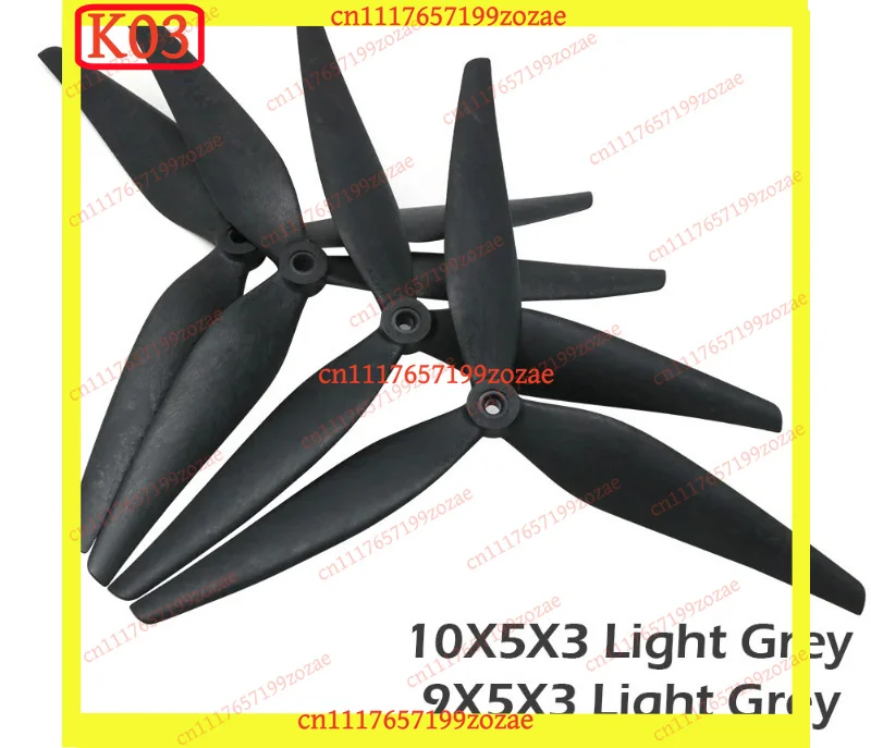 k03 2pair 10X5X3 9X5X3 1050 9050 10inch 9inch 3 Blades Black Carbon Reinforced Nylon Propeller for RC FPV Drone Universal Fit