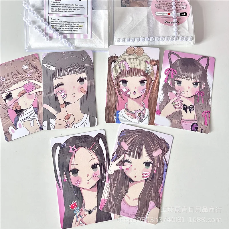 Korean cute girl illustration style character 3 inch hand account decoration small card star chasing ins-style anime card