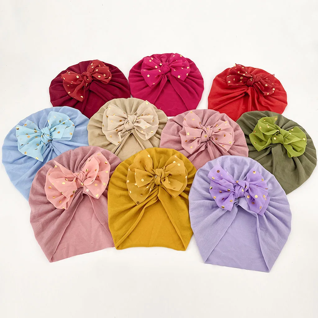 2024 New 1Pcs Baby Girls Boys Headband Cute Big Bow Hats Solid Color Soft Newborn Accessories For Toddler Turban Infant Headwear