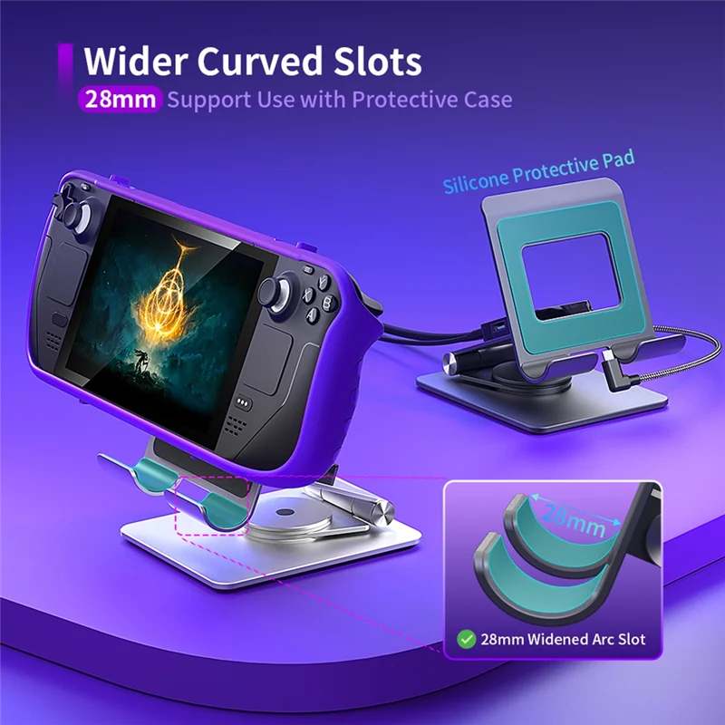 

AT82-Док-станция с вращающейся подставкой для ROG Ally X & Steam Deck OLED & Switch & Ipad Pro 4K2K 100 Вт Зарядка Ally 30 Вт Турборежим