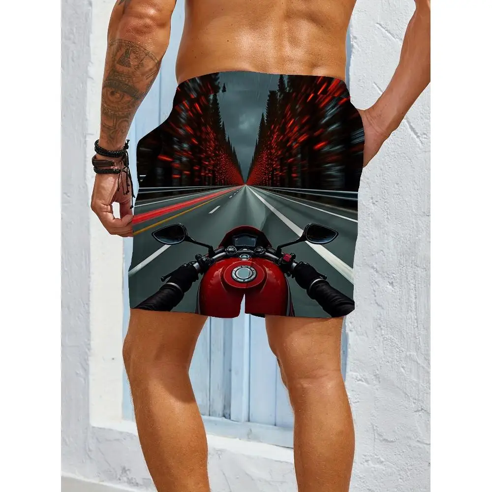 1pcs Men's Short swim trunks2026 Summer 3D Printed Short sleeve Quick drying Breathable Work pants man running Polyester