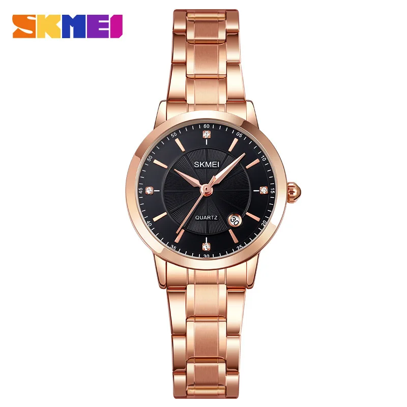 Imagem -05 - Skmei Skmei Diamond-embedded Thin Steel Belt Womens Ver Casual Womens Ver Impermeável Folha Calendário Quartz Ver