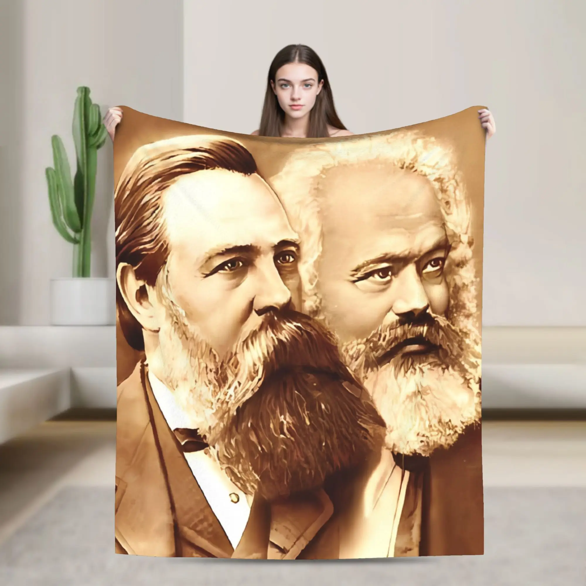 Warm Blanket Travel Office Karl Marx Engels and Lenin Throw Blanket  Flannel Bedspread For Couch Chair Fashion Sofa Bed Cover