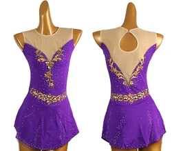 Figure Skating Dress purple Women girl Ice Skating Dress Gymnastics Costume custom crystal rhinestone B230