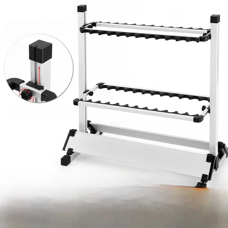 aluminum-alloy-fishing-rod-stand-24-holes-multi-use-indoor-outdoor-fishing-pole-storage-rack-free-standing-lure-rod-holder