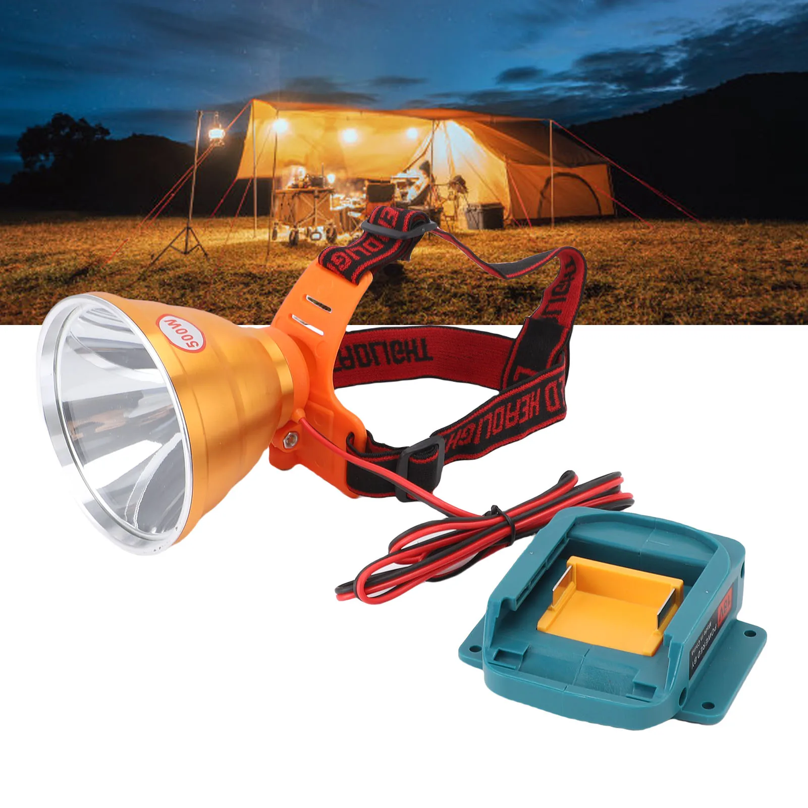 LED ヘッドランプ BL1840 バッテリーに適合超高輝度スポットライトヘッドライト 500 ワット庭屋外キャンプ釣り LED ヘッドライト