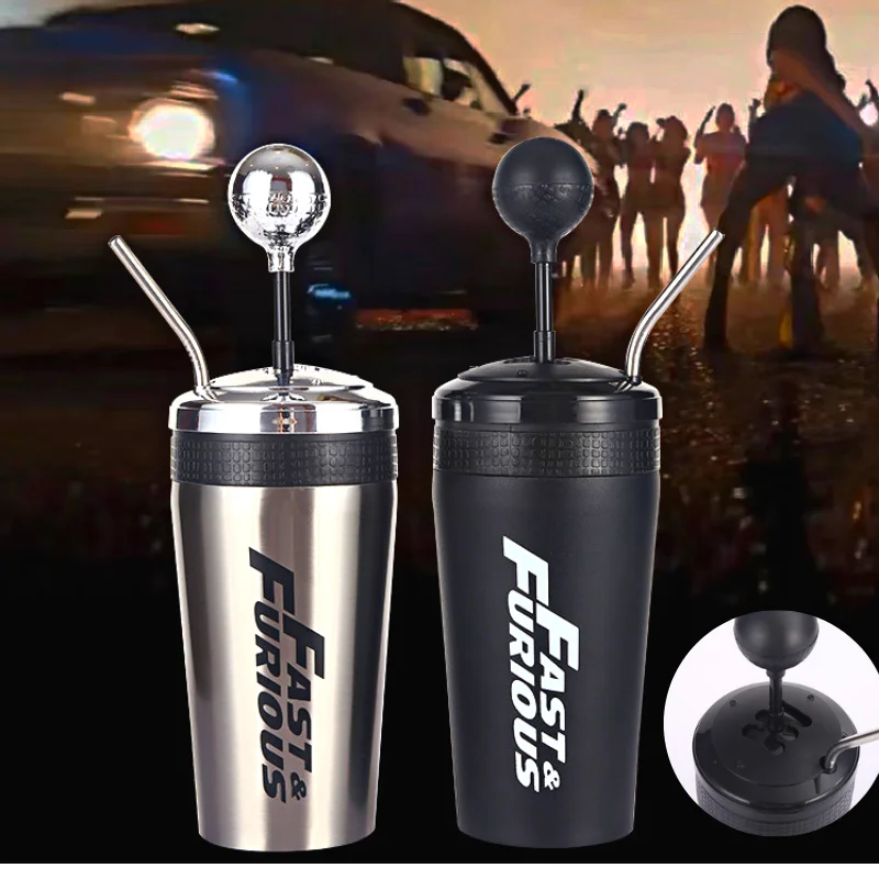 Fast And Furious 10 Movie Water Cup With Straw And Lid Gear Shift Rocker Shift Style Cup For Car 600ml Water Cup