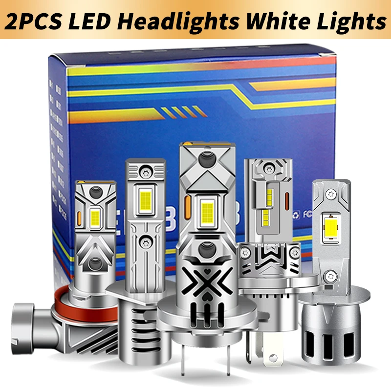 

2 шт. мощных светодиодных ламп для фар автомобиля H1 H4 H7, противотуманные фары H3 H8/H9/H11 Canbus, ближний/дальний свет с вентилятором, беспроводные, миниатюрные, 50000 лм