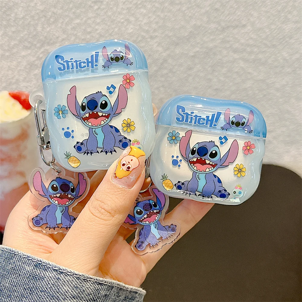 

Cute cartoon blue headphone protective case for Apple Airpods Pro 3 Pro 2 Airpods 4 3 2 cover with charm earphone charging case