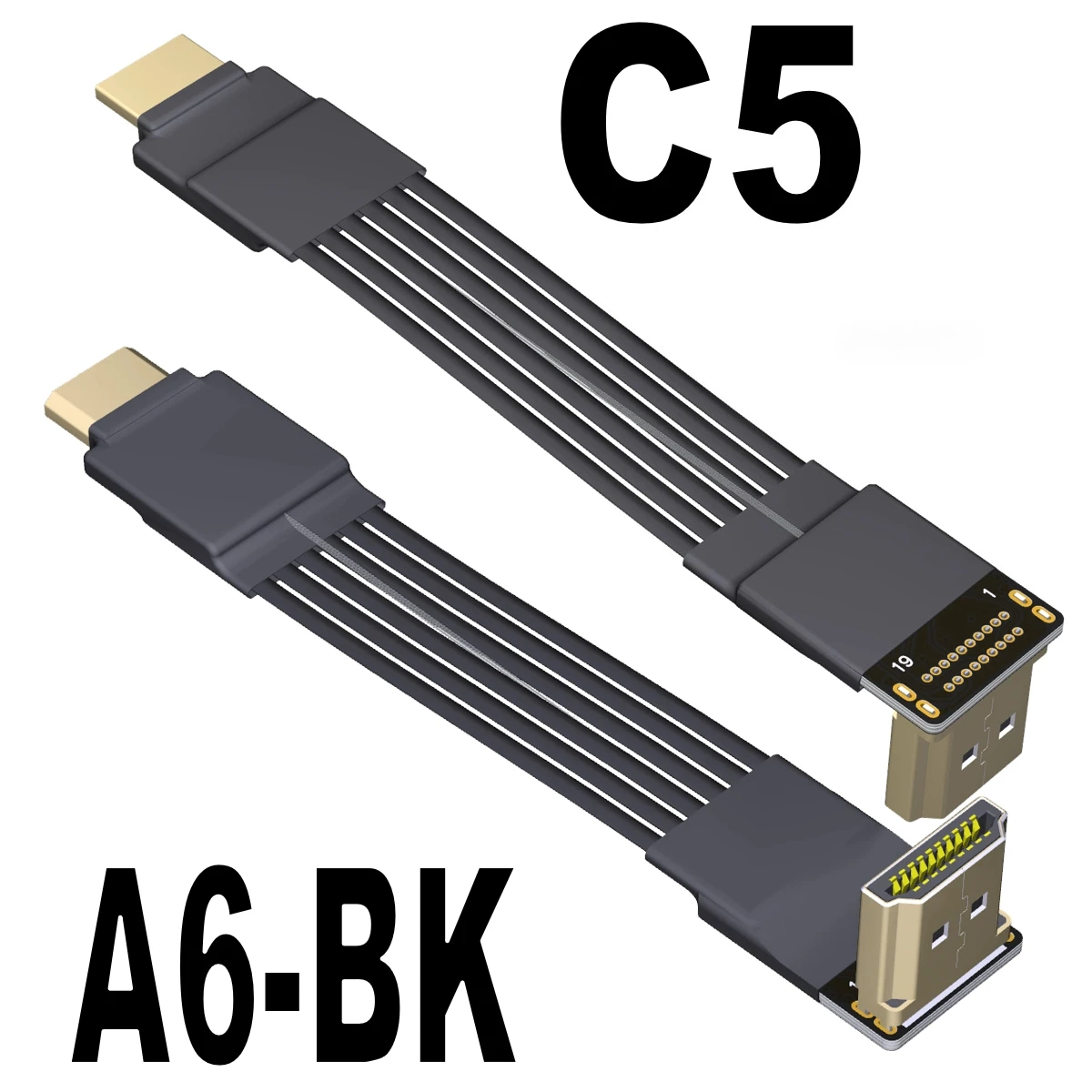 5cm-3m Ribbon FPV Mini HDMI-2.1-Compatible Audio Flexible Flat Cable Raspberry Pi 4 HDMI-V2.1 to Mini-HDMI 90 Degree FFC 24pin