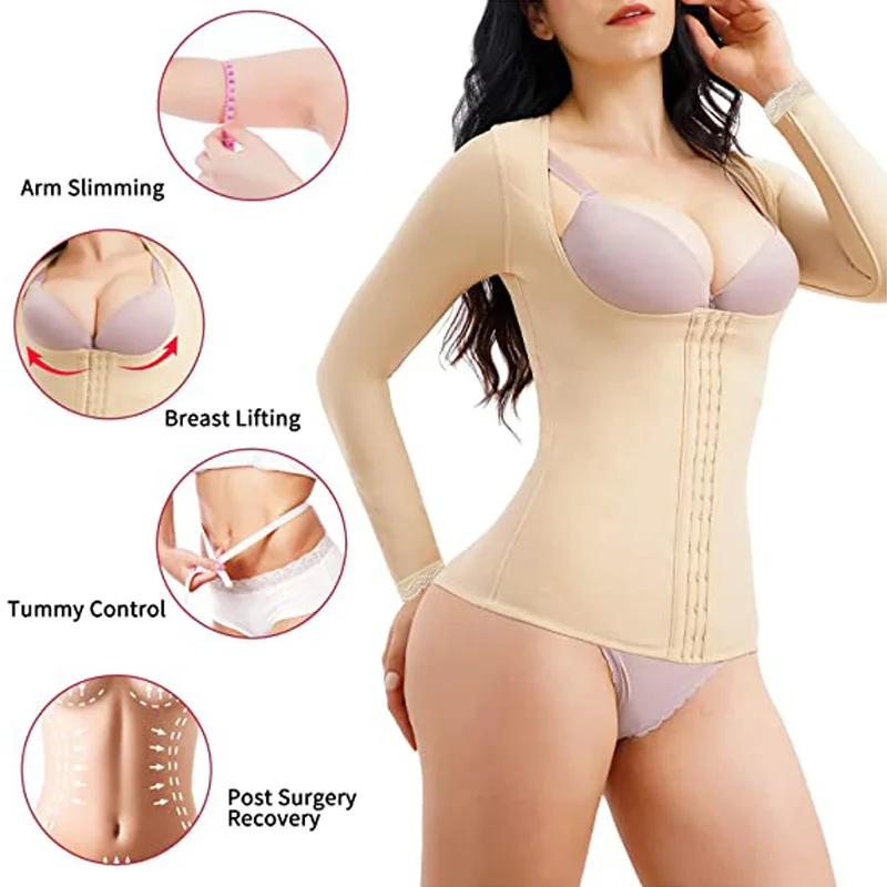 High Compression Corset Long Sleeves Women Shapewear Seamless Vest Upper Arm Shaper Tummy Control BodyShaper Fajas Colombianas