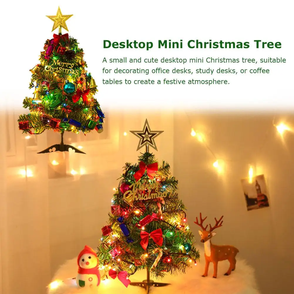 50cm Traditional Mini Christmas Tree With Lights Pvc Pine Table Decoration Small Year Decor New Home Everlasting Christmas P0k8