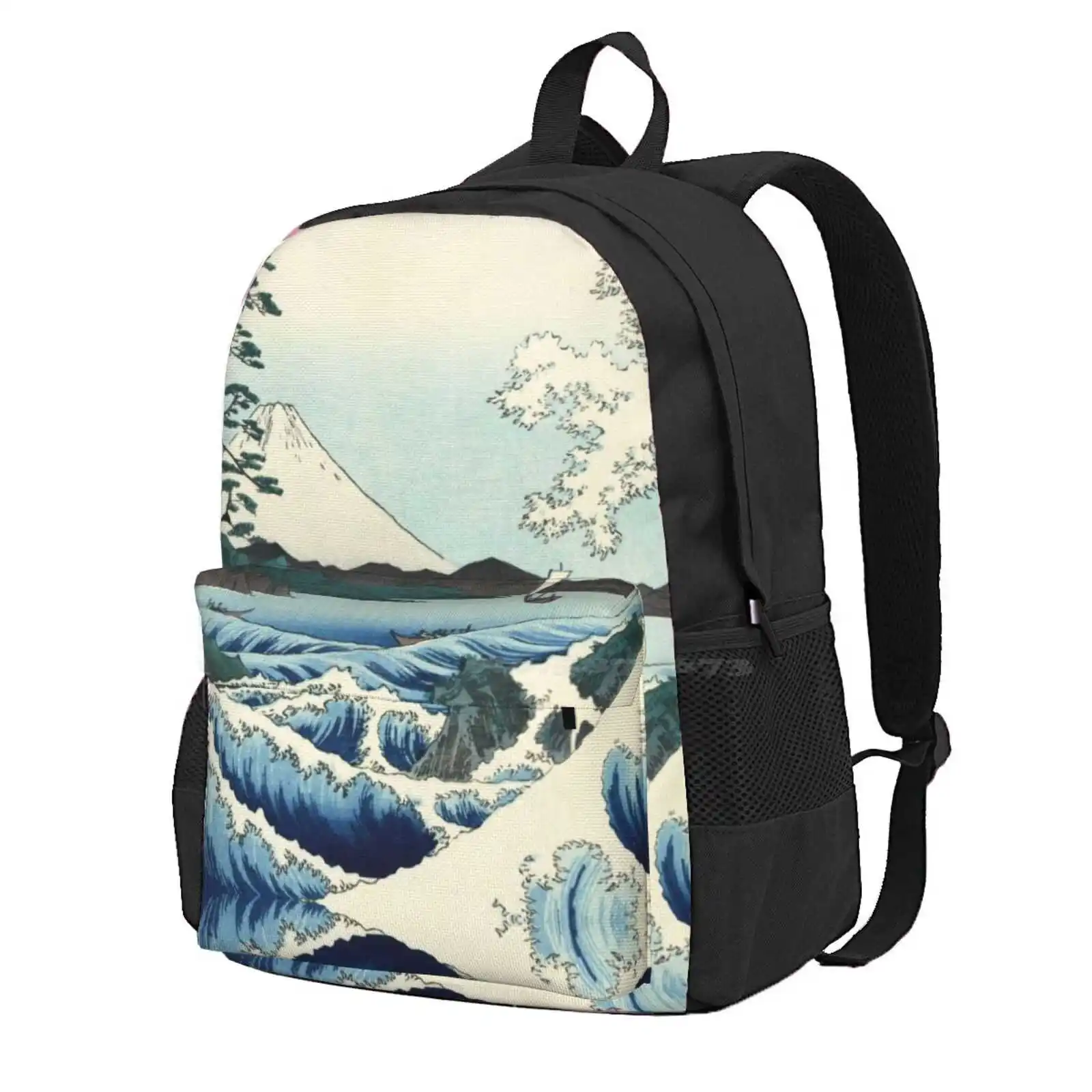 Utagawa Hiroshige - Seascape In Satta, 1858 Hot Sale Schoolbag Backpack Fashion Bags Utagawa Hiroshige Landscape Nature Trees