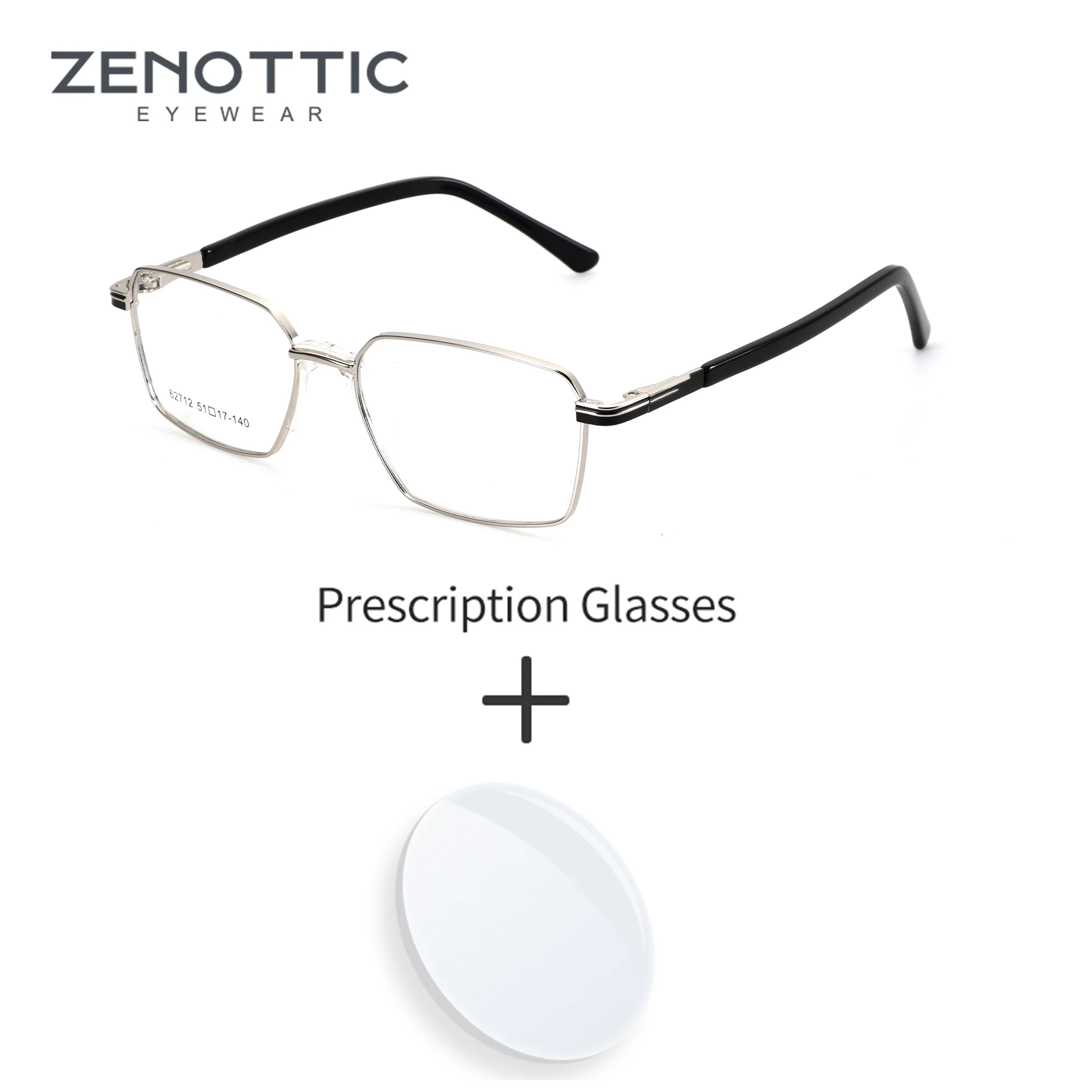 

ZENOTTIC XS Size Stylish Metal Prescription Glasses Square Optical Lenses With Recipe Man Myopia Eyeglasses Men
