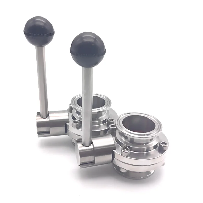 

19 25 32 38 51mm Tube OD Ferrule 50.5 64mm SS304/316 Sanitary Butterfly Tri Clamp Valve Trigger for Homebrew Dairy Product