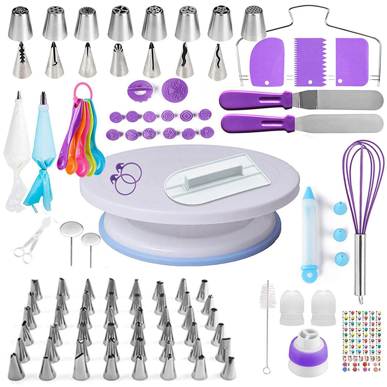

137Pcs Cake Decorating Tools Kit Pastry Turntable Kit Piping Nozzle Piping Bag Set Rotating Stand Baking Tools Accessories Bak