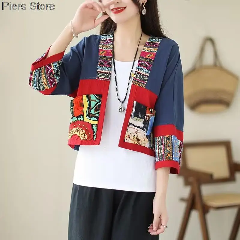 Lady Retro Stile Cinese Hanfu Top Tradizionale Elegante Camicetta da Donna Moda Abbigliamento Orientale Cotone Lino Stampa Zen Tea Shirts