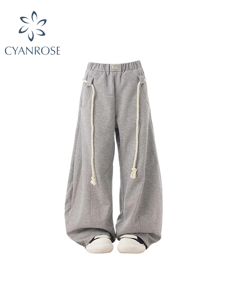 

Women's Grey Pants Baggy Aesthetic Oversize Pants Harajuku Sweatpants Japanese 2000s Style Y2k Vintage Trousers Trashy Clothes