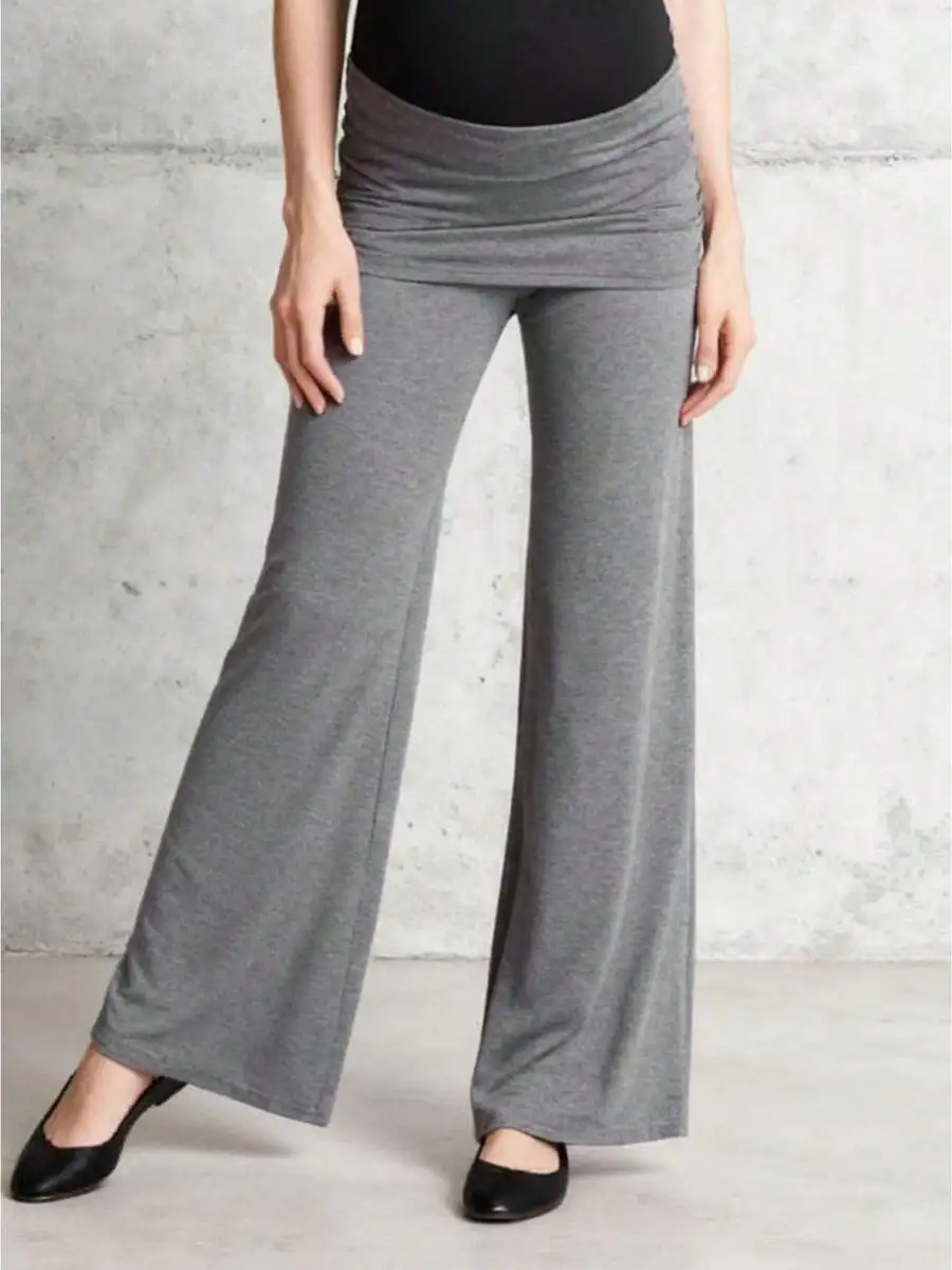 

Women Foldover Wide Leg Pants Ultra Soft Elastic Mid Rise Casual Lounge Yoga Pants