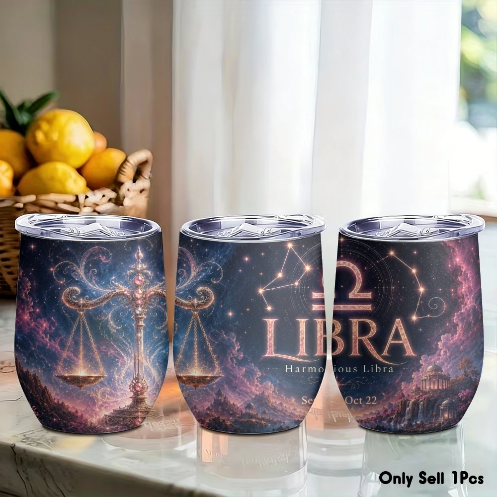 1-6 Twelve Constellations Vacuum Flasks 12oz Eggshell Cup With Lid Portable Coffee Cups Travel Household Office Drinking Mug