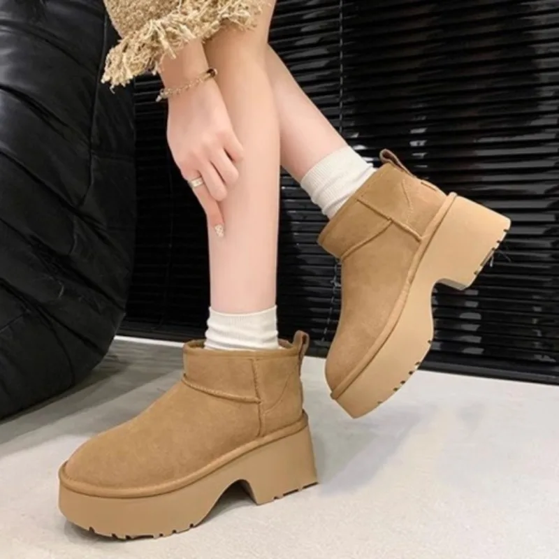 Women\'s Winter New Plush Warm Thick-soled Snow Boots 2024 Brand Designer Suede Waterproof Comfortable Non-slip Ankle Boots Women