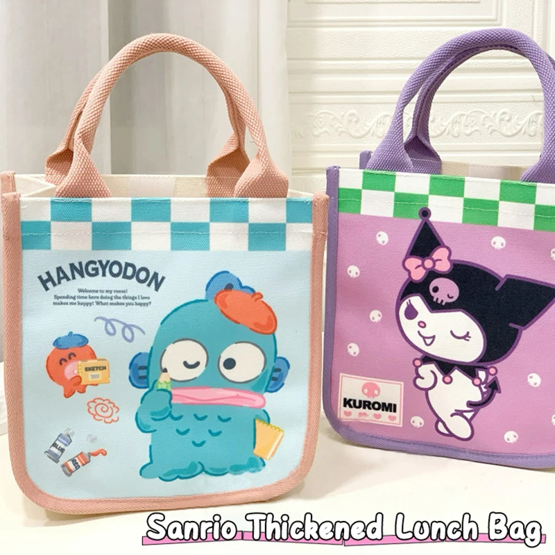 

Kawaii Sanrio, Hello Kitty утолщенная Холщовая Сумка Cinnamoroll Kuromi My Melody Bento, портативная водонепроницаемая сумка для ланча