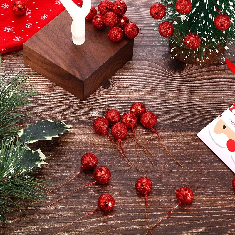 50/100/200 Stück Künstliche Beeren Weihnachtsdekoration Christbaumschmuck für Heimdekoration Noel Navidad Neujahr 2026 Ornament – Detail 5