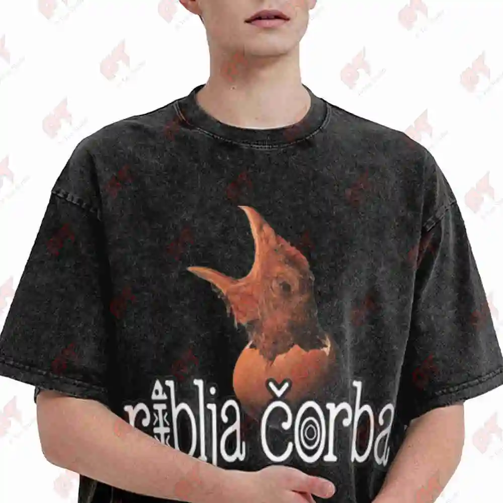 Fish Soup Design Riblja Corba Vintage Washed Tee Pure Cotton T-Shirt